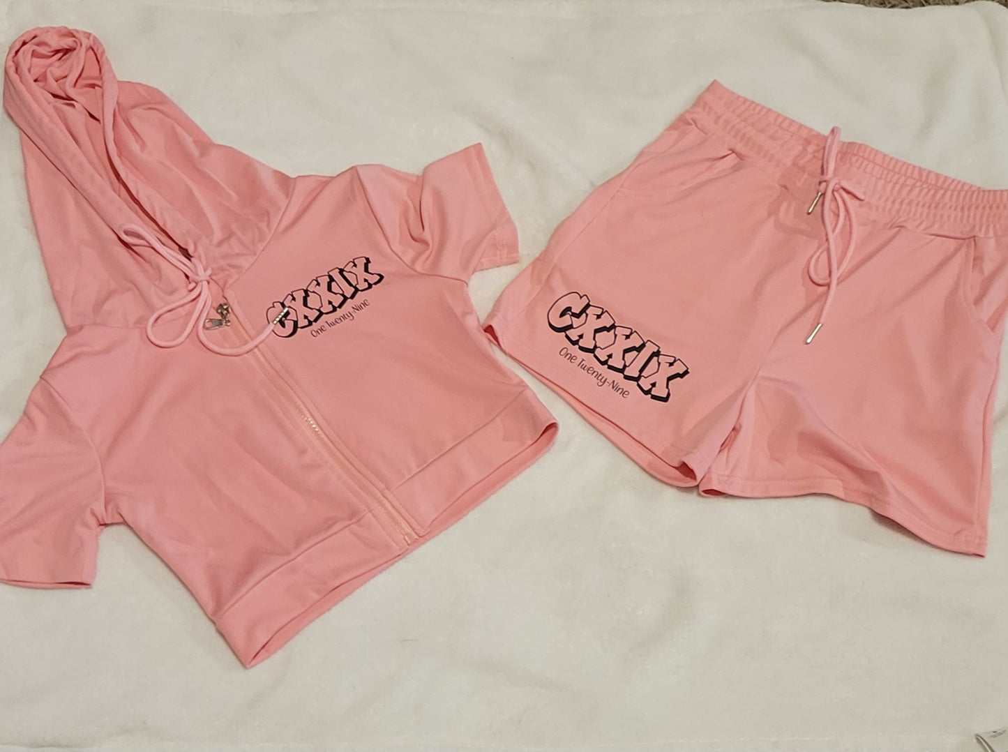 2 Piece Crop Zip-Up Short set